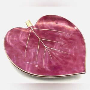 Vtg DEL CORONADO Purple Leaf Candy Dish NASCO Hand Painted Porcelain Gold Trim